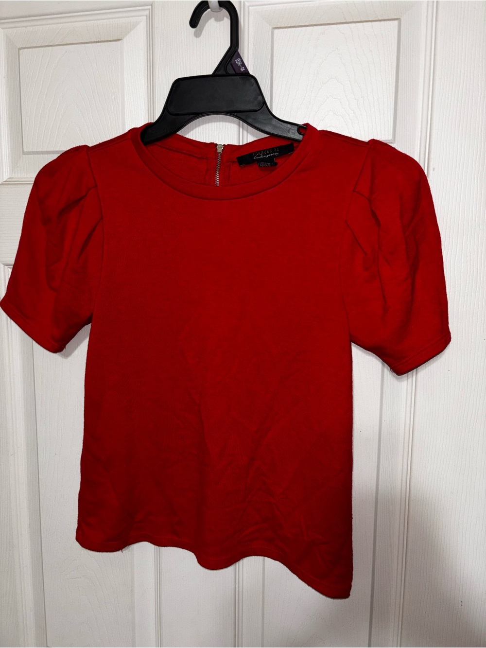 Forever 21 Red Puff Sleeve Short Sleeve Top